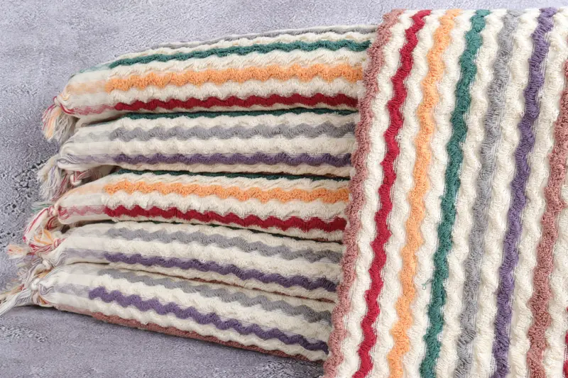 Turkish Towel Set, Quick-dry towel, Beach Towel Bulk, Bridal Party Gifts, 70x40 Cotton Pom Pom Zigzag Design Towel, Sand-resistant towel - 1