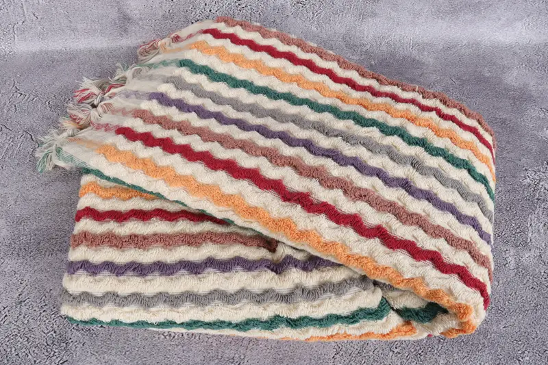 Turkish Towel Set, Quick-dry towel, Beach Towel Bulk, Bridal Party Gifts, 70x40 Cotton Pom Pom Zigzag Design Towel, Sand-resistant towel - 6