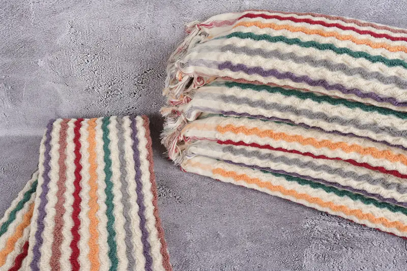 Turkish Towel Set, Quick-dry towel, Beach Towel Bulk, Bridal Party Gifts, 70x40 Cotton Pom Pom Zigzag Design Towel, Sand-resistant towel - 2