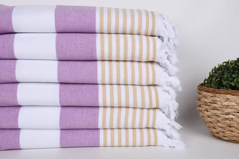 Turkish fouta towel for outdoor use, Housewarming Gift, Quick-dry peshtemal, 68x36 Cotton Striped Terry Towel, Turkish beach towel, Peshtemal - 2
