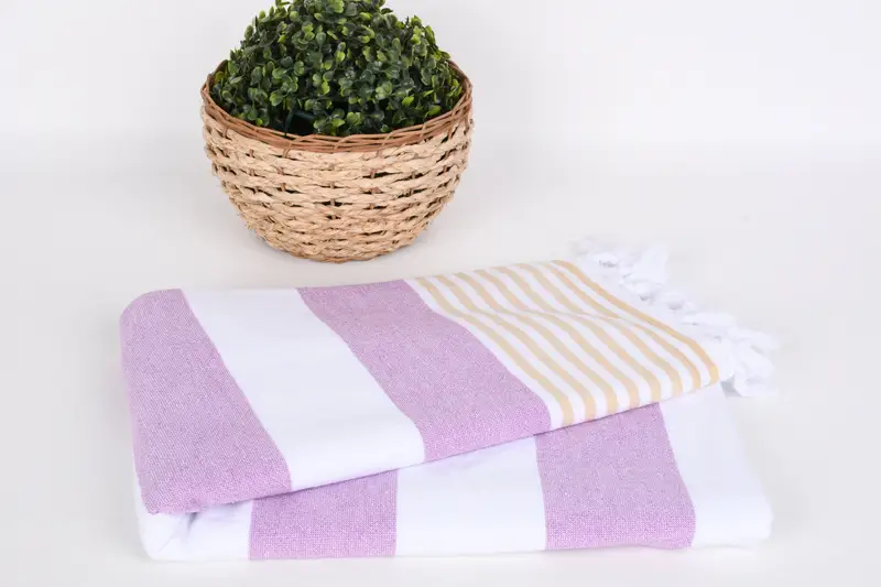 Turkish fouta towel for outdoor use, Housewarming Gift, Quick-dry peshtemal, 68x36 Cotton Striped Terry Towel, Turkish beach towel, Peshtemal - 4