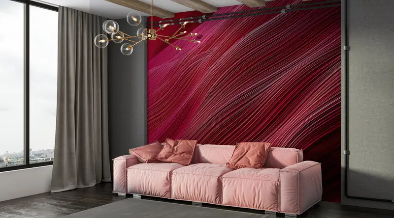 3d Wall Paper,Red And Pink Tones Wall Art,Modern Wall Paper,Pink Wall Paper,Paper Wall Art ,Red Wall Decor, - 9