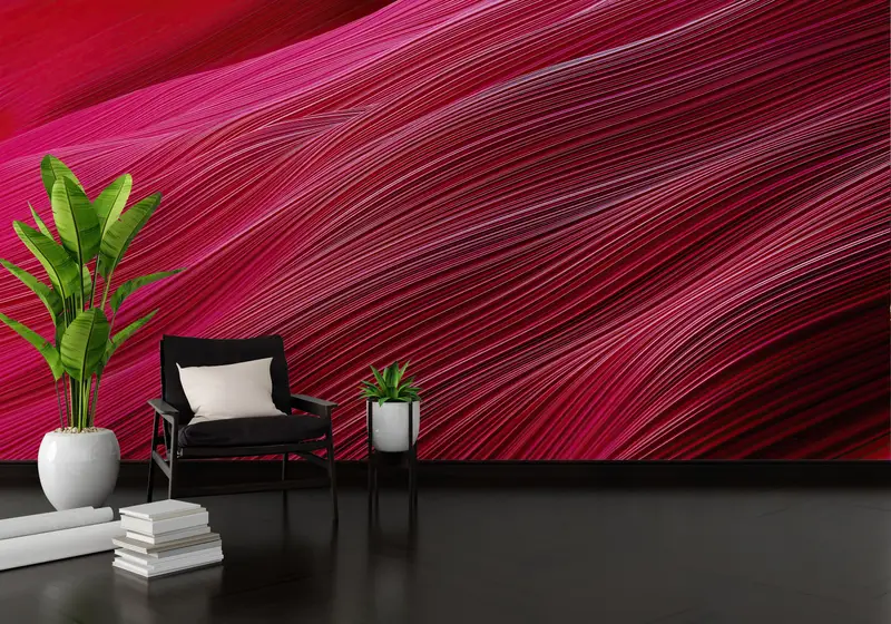 3d Wall Paper,Red And Pink Tones Wall Art,Modern Wall Paper,Pink Wall Paper,Paper Wall Art ,Red Wall Decor, - 2