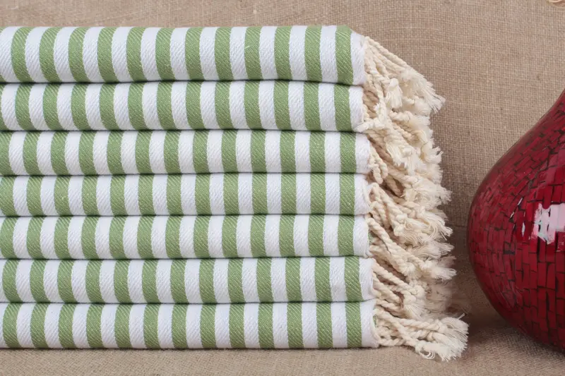 Organic Cotton Towels, Striped Towel, 40x71 Inches, Beige