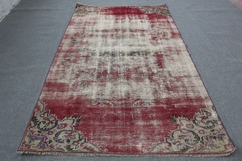 8,9x8,86 ft Halı, Kırmızı Desenli Bej Oryantal