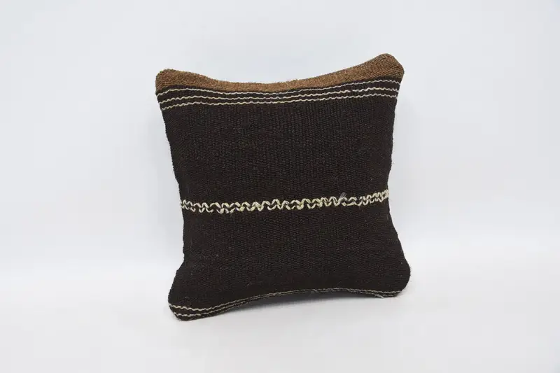 Vintage Striped Brown Cushion Cover, Small Square 5x5 inch Gift Pillow Case - 1