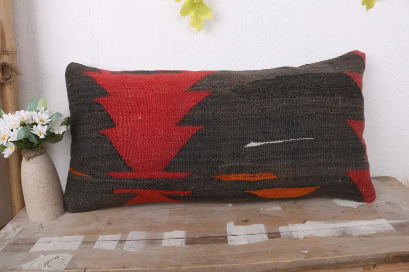 12x24 Brown Cushion Cover, Pet Pillow, Ethnical Kilim Rug Pillow, Accent Pillow Cover, Pillow Cover, Kilim Pillow Cover, Kilim Cushion Sham - 2