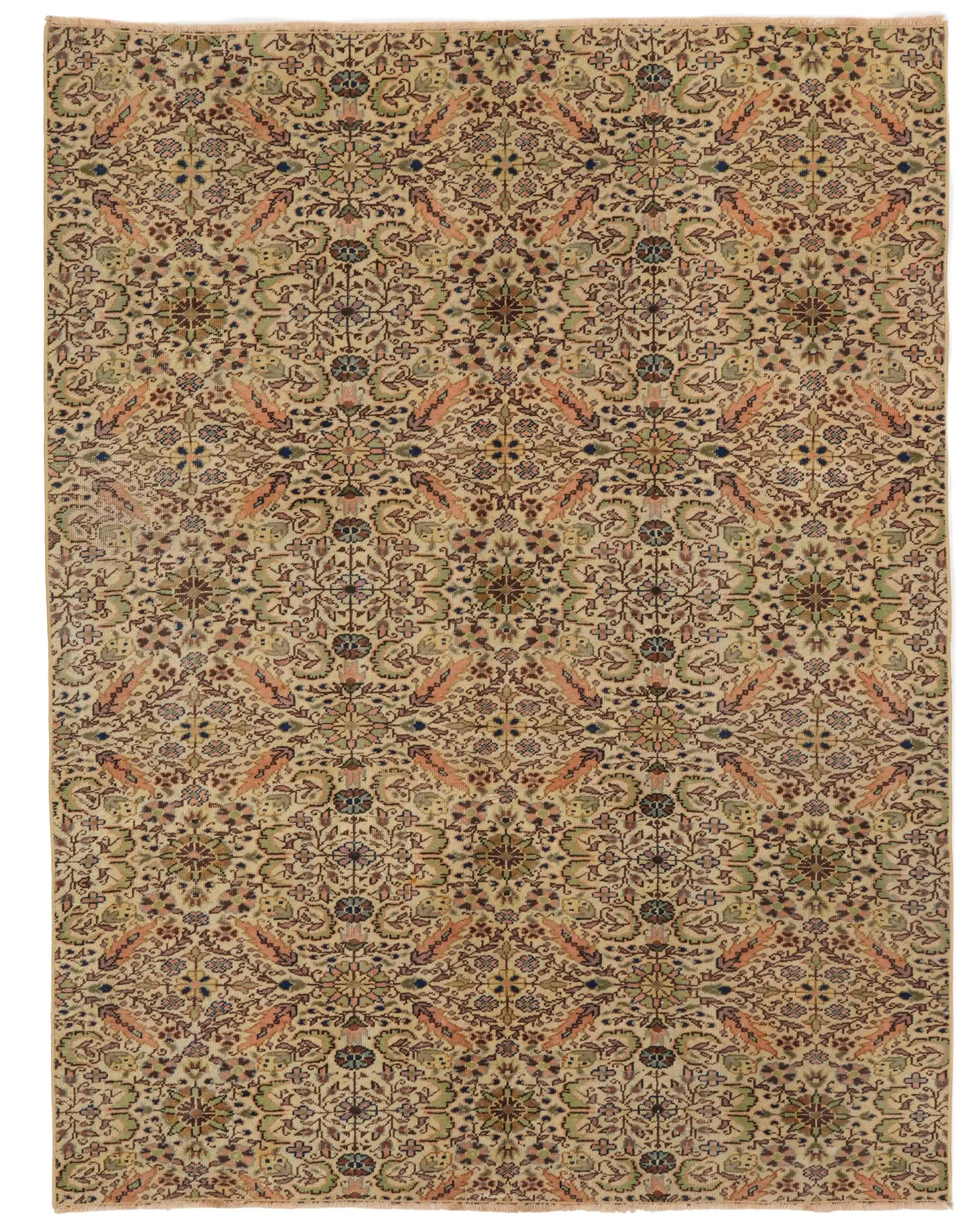 Vintage Turkish Rug, 4.5x5.6 ft Area Rug, Brown Abstract Rug - 1