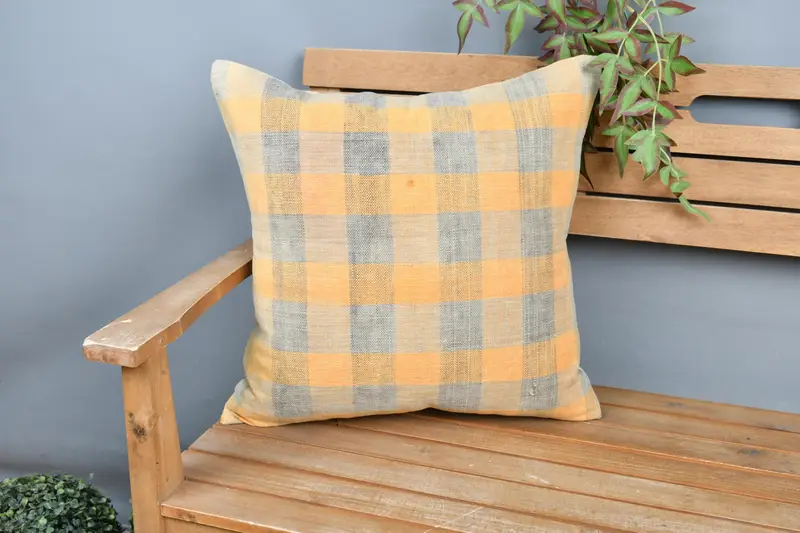 Boho Pillow Sham Cover, Vintage Kilim Pillow, Pillow Cover, Comfy Throw Pillow Case, Pillow for Couch, 20x20 Orange Cushion - 1