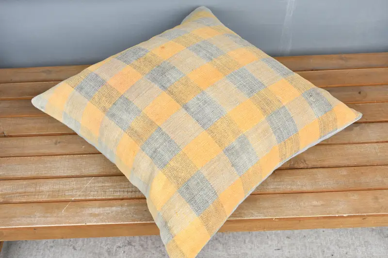 Boho Pillow Sham Cover, Vintage Kilim Pillow, Pillow Cover, Comfy Throw Pillow Case, Pillow for Couch, 20x20 Orange Cushion - 2