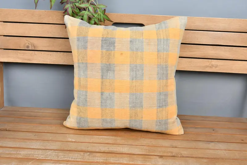 Boho Pillow Sham Cover, Vintage Kilim Pillow, Pillow Cover, Comfy Throw Pillow Case, Pillow for Couch, 20x20 Orange Cushion - 6
