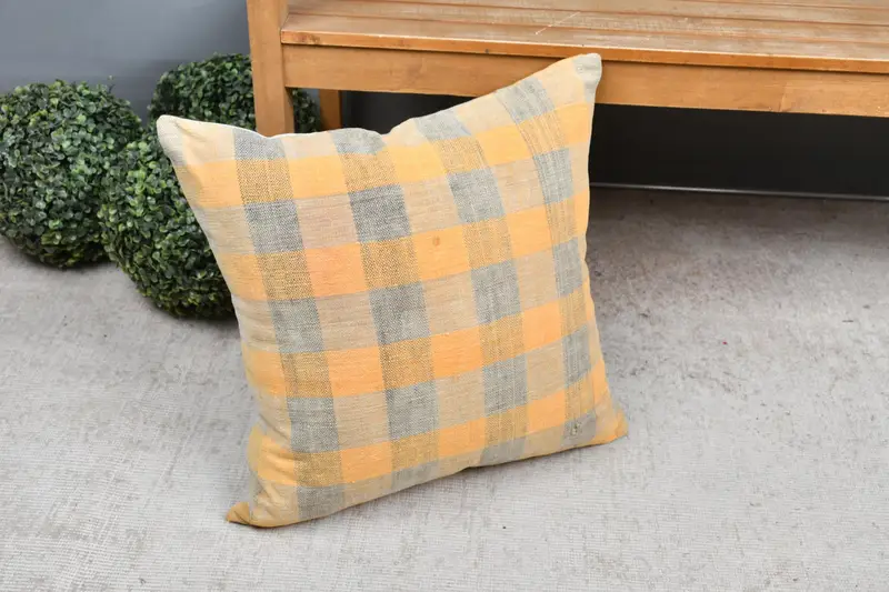 Boho Pillow Sham Cover, Vintage Kilim Pillow, Pillow Cover, Comfy Throw Pillow Case, Pillow for Couch, 20x20 Orange Cushion - 7