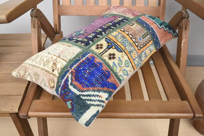 Nomadic Pillow Case, Chair Cushion Case, Boho Pillow Sham Cover, Kilim Cushion Sham, 12x20 Purple Cushion Cover, Pillow Sham, Boho Pillow - 4