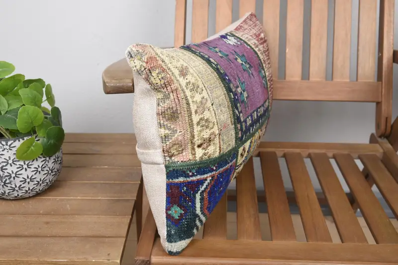 Nomadic Pillow Case, Chair Cushion Case, Boho Pillow Sham Cover, Kilim Cushion Sham, 12x20 Purple Cushion Cover, Pillow Sham, Boho Pillow - 2