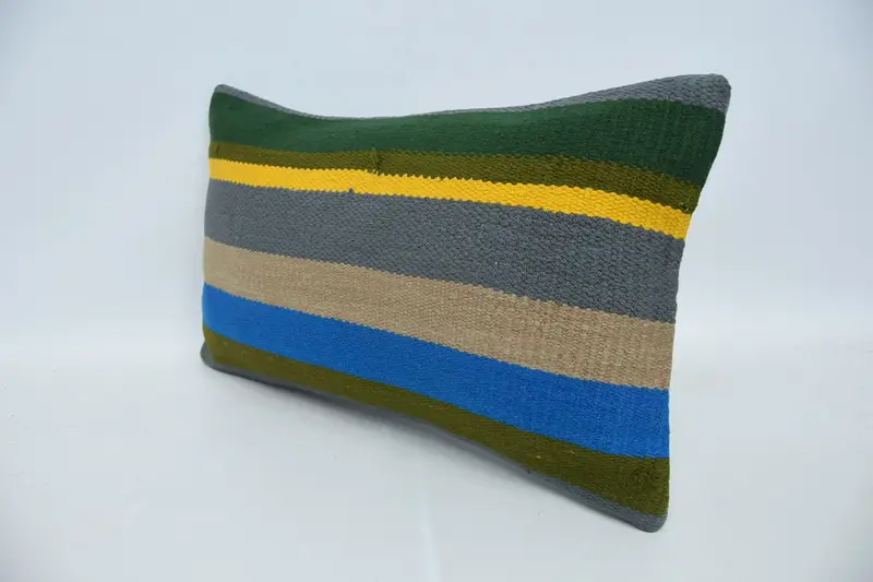 Boho Pillow, Ethnic Pillow Case, Neutral Pillow Case, Traditional Cushion, Kilim Pillow Cover, Gift Pillow, Cushion Cover, 12x20 Green Cushion - 4