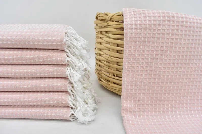 Personalized Pink Waffle Towel, Organic Cotton, Bachelorette Gift, 67x36 Inches