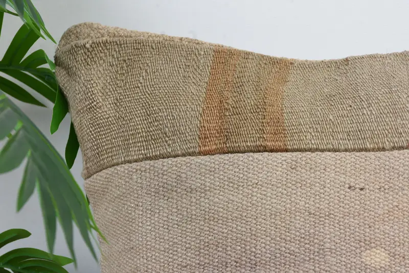 Christmas Pillow, Ethnical Kilim Rug Pillow, 20x20 Beige Pillow Case, Turkish Kilim Pillow, Pillow Sham, Vintage Kilim Pillow - 2