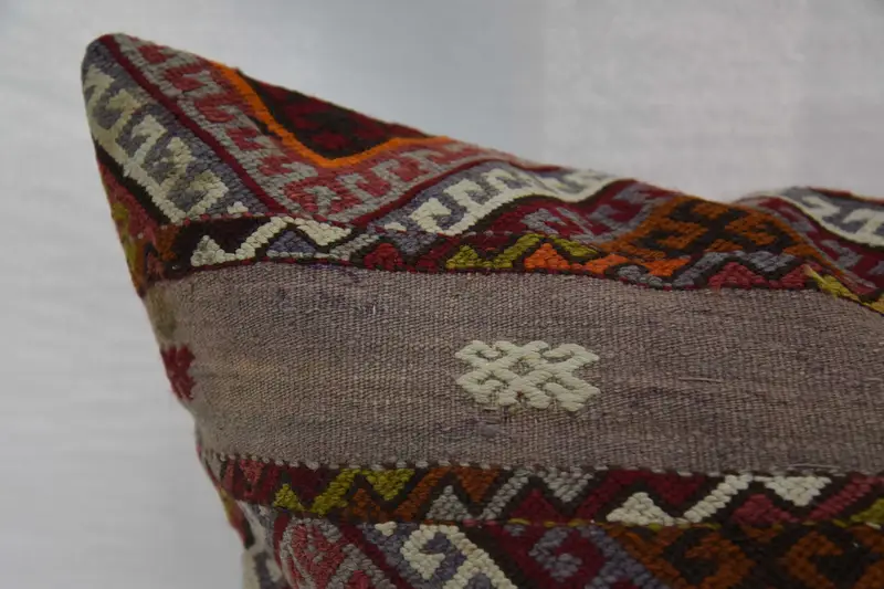 Bench Cushion Cover, Kilim Pillow Cover, Vintage Pillow, Cushion, Boho Pillow, Farmhouse Cushion Case, 32x32 Red Cushion Cover - 2