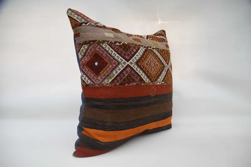 Bench Cushion Cover, Kilim Pillow Cover, Vintage Pillow, Cushion, Boho Pillow, Farmhouse Cushion Case, 32x32 Red Cushion Cover - 3