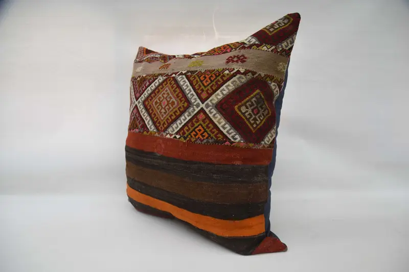 Bench Cushion Cover, Kilim Pillow Cover, Vintage Pillow, Cushion, Boho Pillow, Farmhouse Cushion Case, 32x32 Red Cushion Cover - 6