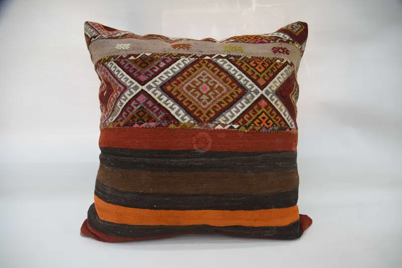 Bench Cushion Cover, Kilim Pillow Cover, Vintage Pillow, Cushion, Boho Pillow, Farmhouse Cushion Case, 32x32 Red Cushion Cover - 1