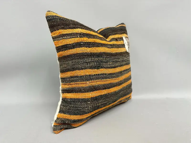 Handmade Kilim Cushion, Pillow for Sofa, Pillow Cover, Vintage Kilim Pillow, 18x18 Brown Cushion, Ottoman Pillow, Sofa Bolster Pillow Cover - 2