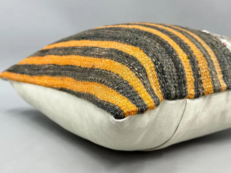 Handmade Kilim Cushion, Pillow for Sofa, Pillow Cover, Vintage Kilim Pillow, 18x18 Brown Cushion, Ottoman Pillow, Sofa Bolster Pillow Cover - 6