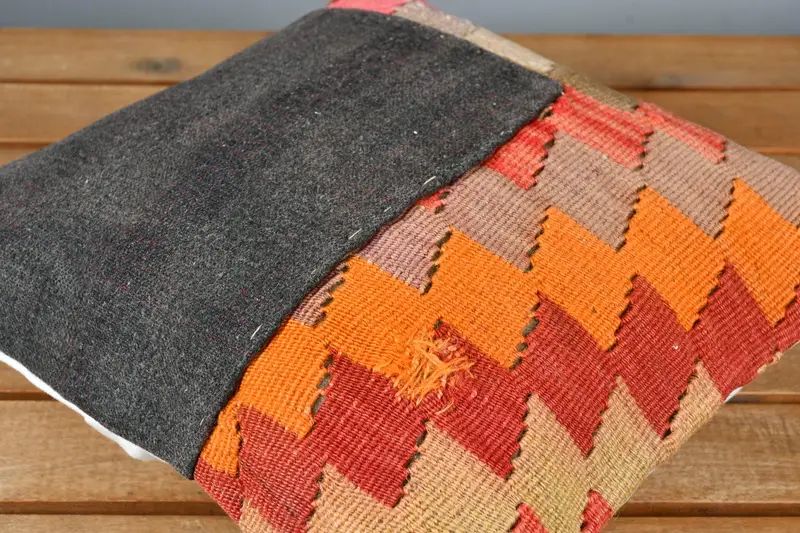 Cushion, Turkish Pillow, Bed Pillow Case, Home Decor Pillow, Antique Pillows, Morroccon Kilim Cushion Pillow Case, 12x12 Orange Pillow Sham - 3