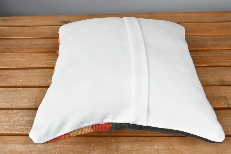Cushion, Turkish Pillow, Bed Pillow Case, Home Decor Pillow, Antique Pillows, Morroccon Kilim Cushion Pillow Case, 12x12 Orange Pillow Sham - 5