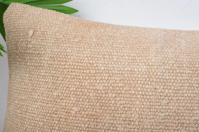 Handmade Kilim Cushion, Pillow Cover, Meditation Pillow, Boho Pillow Sham Cover, Interior Designer Pillow, Luxury Cushion, 12x20 Beige Pillow - 2