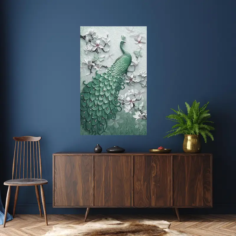 モダンで豪華なピーコック花柄プリントガラス - エレガントな家の装飾
