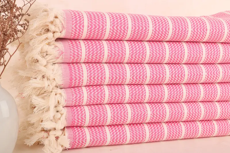 Personalized Pink Striped Towel, Turkish Beach Towel, 40x71 Inches