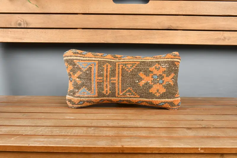 Boho Pillow, Pillow Cover, Boho Pillow Sham Cover, Kilim Pillow, Office Chair Pillow Sham, 8x16 Orange Pillow Cover, Vintage Throw Pillow Case - 6