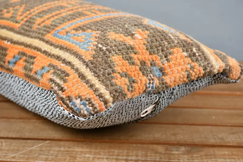 Boho Pillow, Pillow Cover, Boho Pillow Sham Cover, Kilim Pillow, Office Chair Pillow Sham, 8x16 Orange Pillow Cover, Vintage Throw Pillow Case - 4