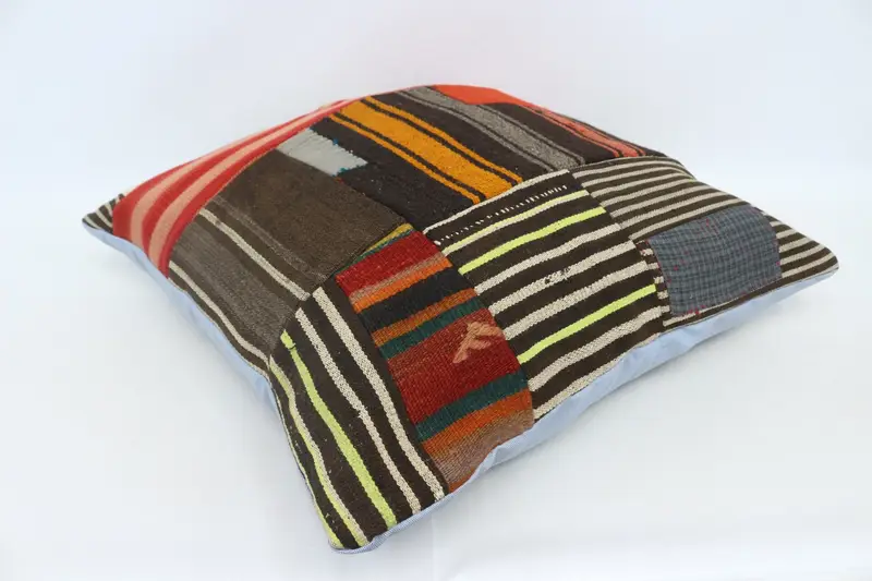 28x28 Brown Pillow Case, Square Throw Cushion, Pillow for Sofa, Meditation Cushion, Cushion Cover, Handmade Kilim Cushion, Pillow for Couch - 6