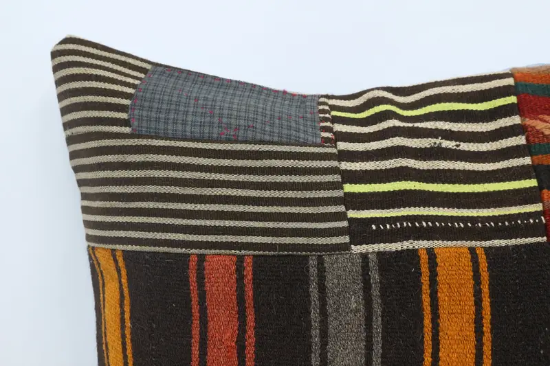28x28 Brown Pillow Case, Square Throw Cushion, Pillow for Sofa, Meditation Cushion, Cushion Cover, Handmade Kilim Cushion, Pillow for Couch - 2