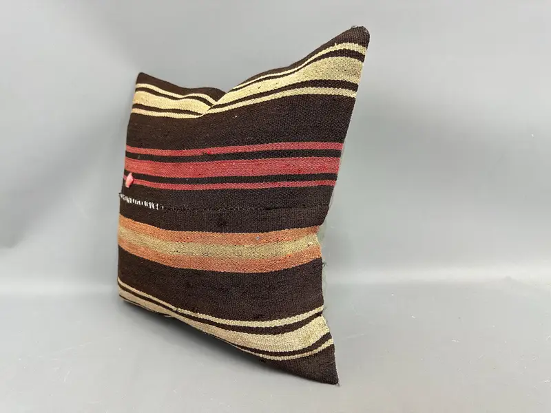 Ethnic Pillow Case, Pillow for Sofa, Kilim Pillow Cover, Pillow Cover, 18x18 Brown Pillow Cover, Interior Designer Pillow, Customized Cushion Cover - 3