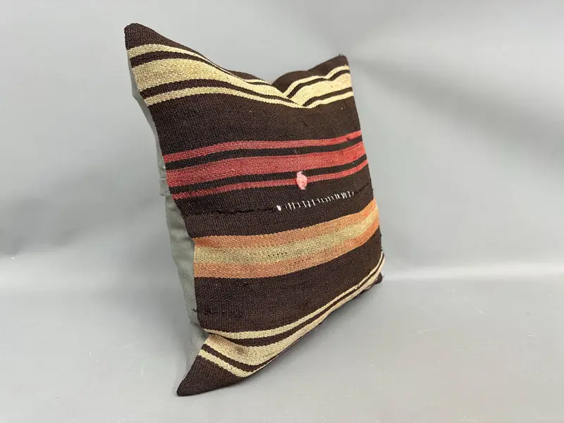 Ethnic Pillow Case, Pillow for Sofa, Kilim Pillow Cover, Pillow Cover, 18x18 Brown Pillow Cover, Interior Designer Pillow, Customized Cushion Cover - 2