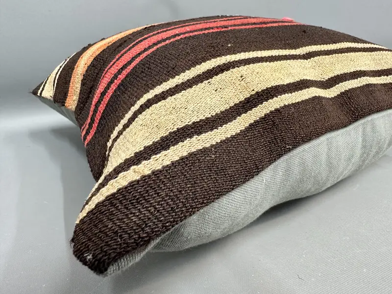 Ethnic Pillow Case, Pillow for Sofa, Kilim Pillow Cover, Pillow Cover, 18x18 Brown Pillow Cover, Interior Designer Pillow, Customized Cushion Cover - 6