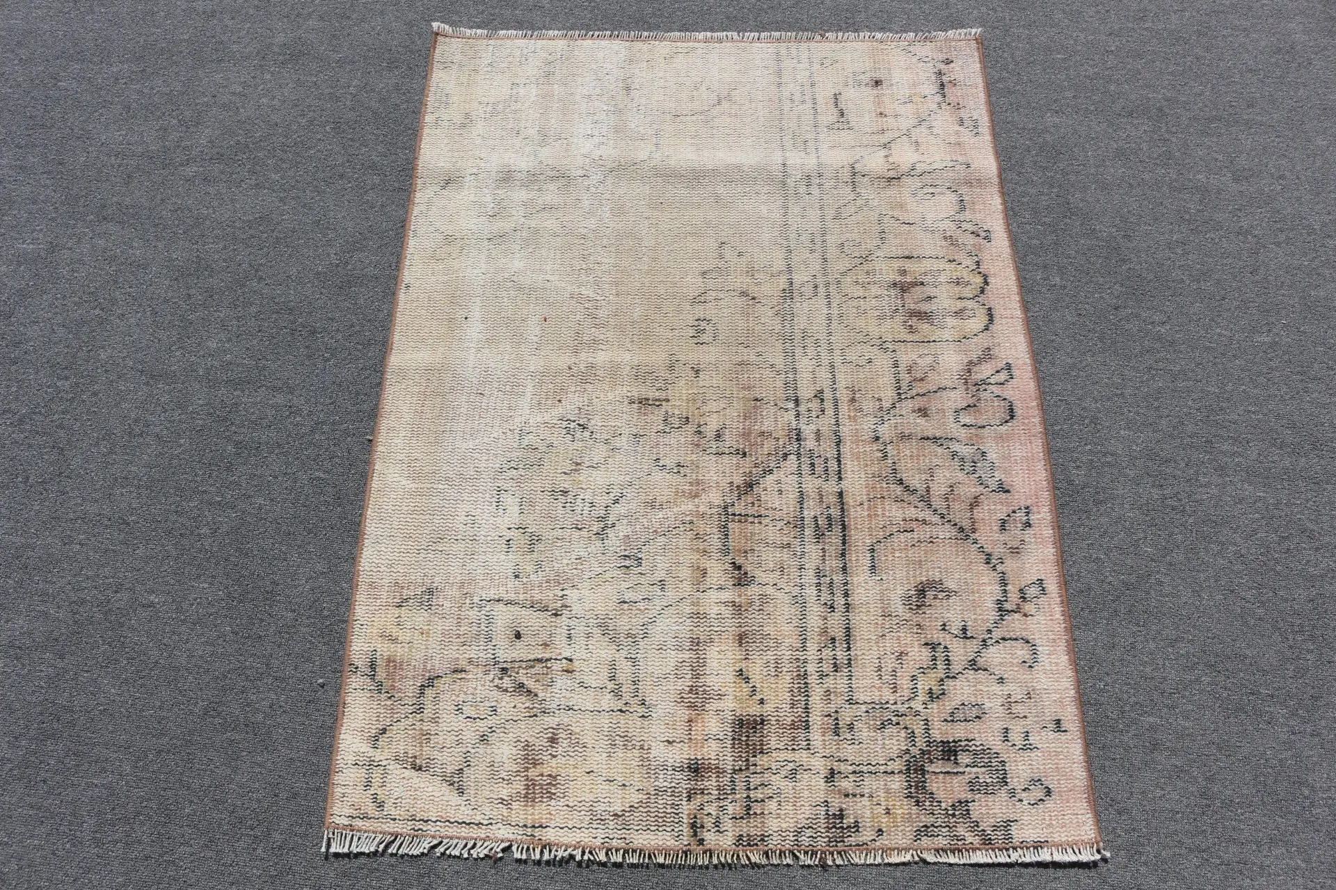 Vintage 2.5x3.5 ft Rug, Turkish Rug, Brown Oriental Wool Rug - 1