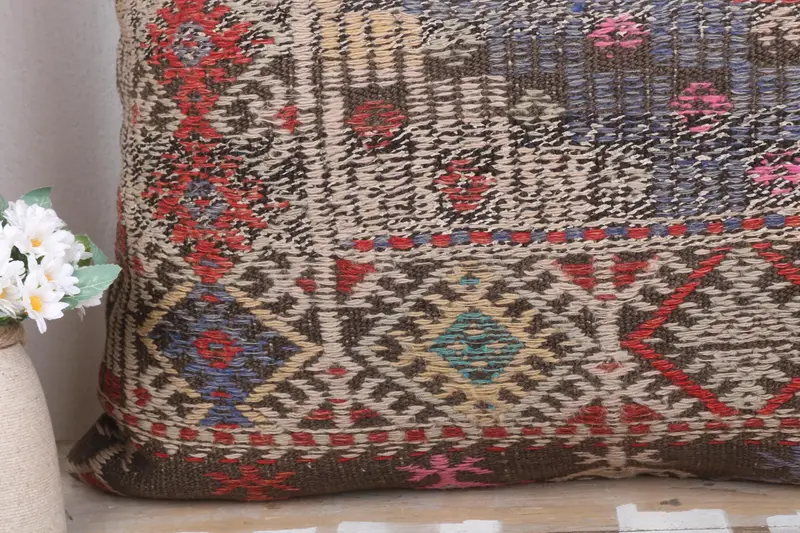 28x28 Blue Pillow, Accent Throw Cushion, Kilim Pillow Cover, Boho Pillow Sham Cover, Pillow for Sofa, Pillow Case - 3