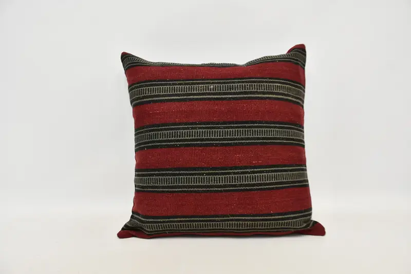 Yastık Kılıfı, Kilim Yastık Sham, El Yapımı Atma Yastığı, Atma Kilim Yastığı, Örme Yastık, 24x24 Kırmızı Yastık Kılıfı, Boho Yastık Sahibi Kapak - 1
