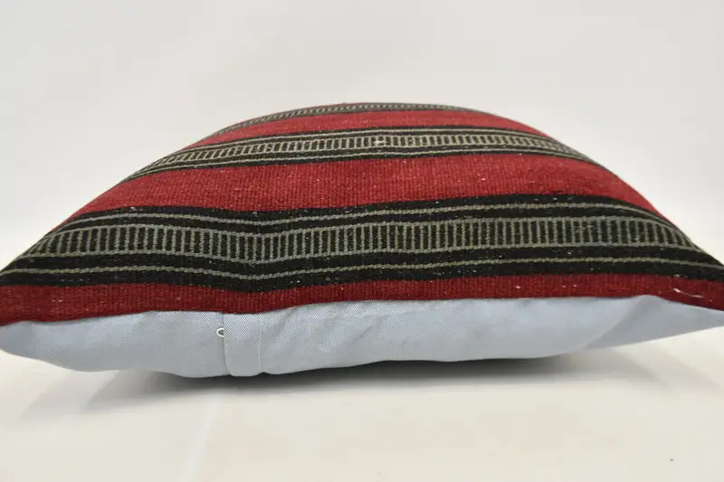 Yastık Kılıfı, Kilim Yastık Sham, El Yapımı Atma Yastığı, Atma Kilim Yastığı, Örme Yastık, 24x24 Kırmızı Yastık Kılıfı, Boho Yastık Sahibi Kapak - 6