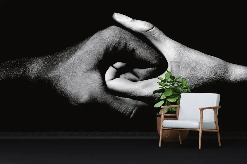 Papel pintado elegante impreso en blanco y negro: diseño de mano de motivación de oficina