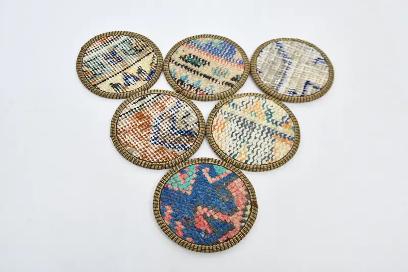 Juego de posavasos azules y verdes, posavasos de alfombra duraderos y elegantes