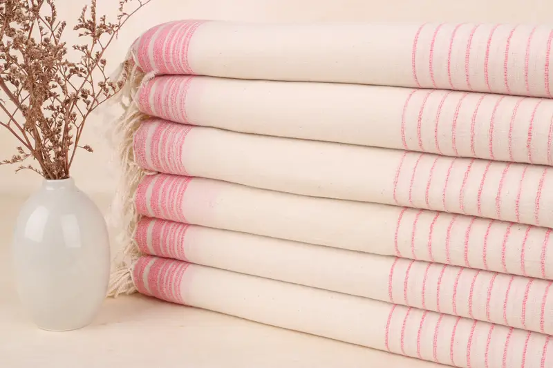 Bachelorette Towel Turkish Cotton Pink-Light Pink Stripes, 36x67 Inches