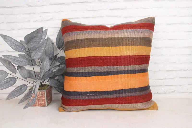 Gift Pillow, Wholesale Cushion, Pillow Case, Boho Pillow Sham Cover, Vintage Kilim Pillow Pillow Case, 24x24 Red Pillow, Pillow for Couch - 1