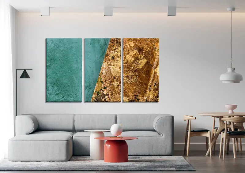 Emerald Marble Canvas, Green Printed, Cotton Canvas Wall Art, Gold Abstract Art, Modern Abstract, Fluid art Line, Abstract Marble Art, - 1