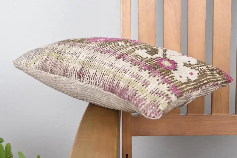 Pillow, Kilim Pillow Cover, Pillow for Sofa, Vintage Pillow, Handmade Cushion Case, 8x16 Purple Cushion, Handwoven Pillow Cover Pillow Cover - 6