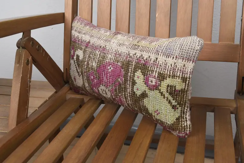 Pillow, Kilim Pillow Cover, Pillow for Sofa, Vintage Pillow, Handmade Cushion Case, 8x16 Purple Cushion, Handwoven Pillow Cover Pillow Cover - 3